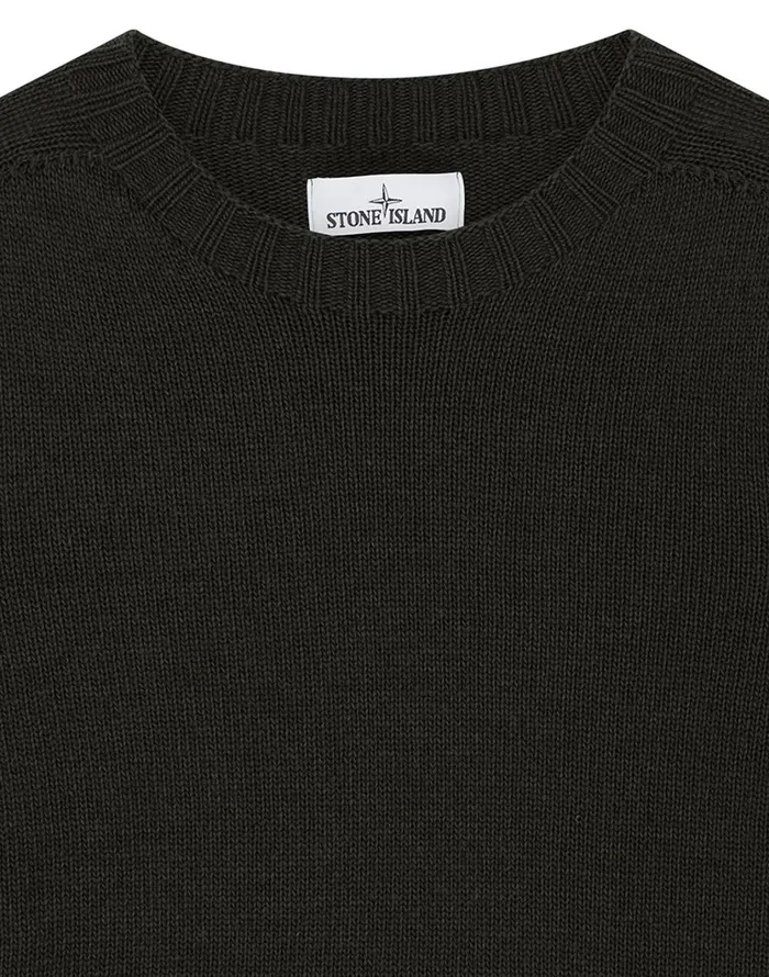 Stone Island Knitwear 505A3 Lambswool Crewneck Knit In Dark Forest 8211 Mens