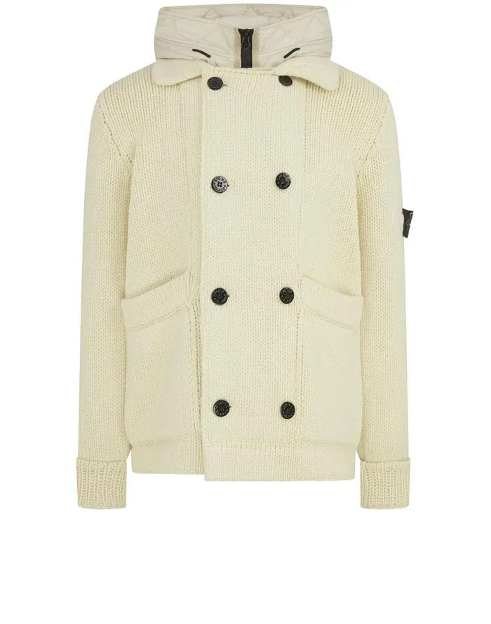 Stone Island Knitwear 557B8 DoubleBreasted Cardigan Knit In Butter 8211 Mens