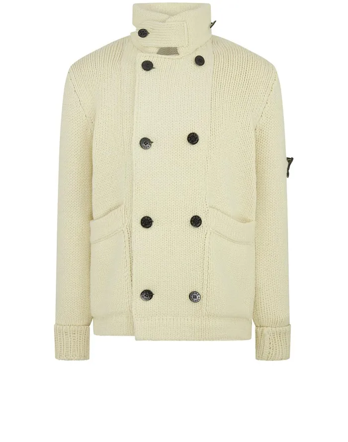 Stone Island Knitwear 557B8 DoubleBreasted Cardigan Knit In Butter 8211 Mens