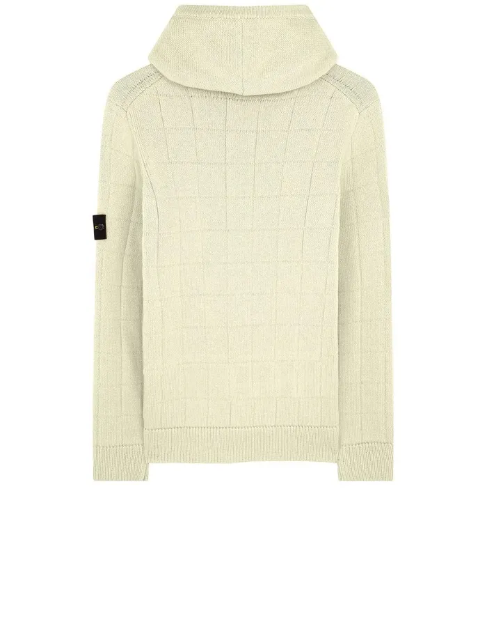 Stone Island Knitwear 579B7 Hooded Knitted Cardigan In Butter 8211 Mens