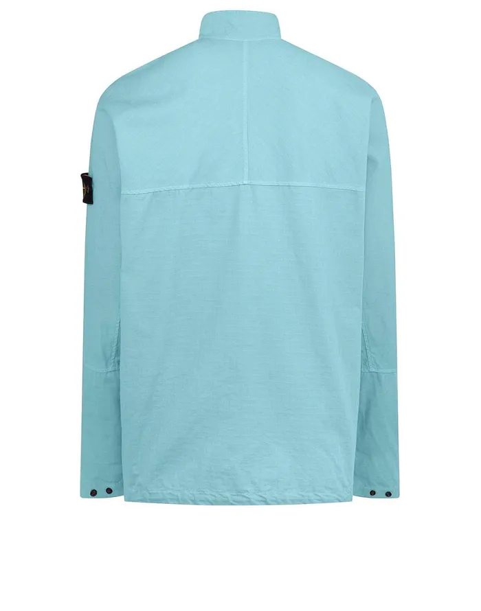 Stone Island Overshirts 10802 Cotton Ripstop Overshirt In Aqua 8211 Mens