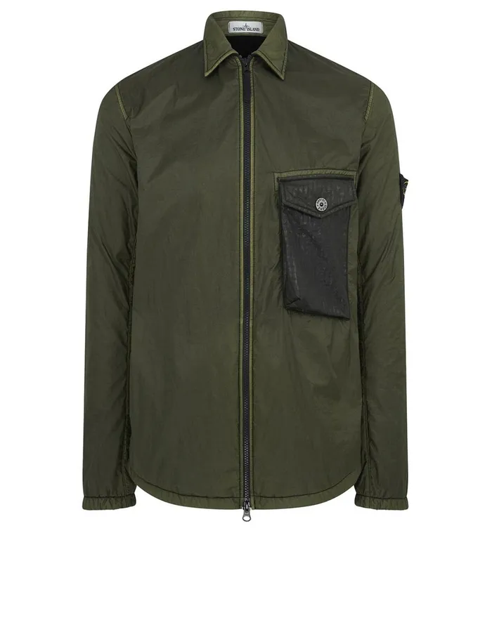 Stone Island Overshirts 11435 Lamy Flock Overshirt In Dark Forest 8211 Mens