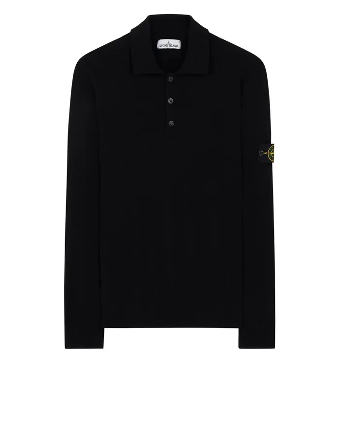 Stone Island Polo Shirts 512A1 Knitted Polo Shirt In Black 8211 Mens