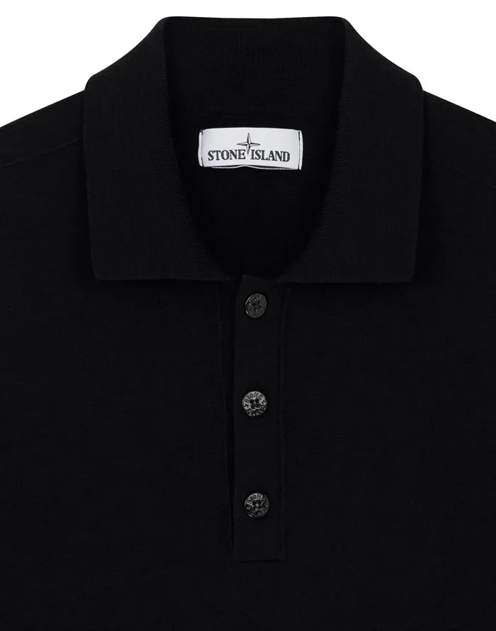 Stone Island Polo Shirts 512A1 Knitted Polo Shirt In Black 8211 Mens