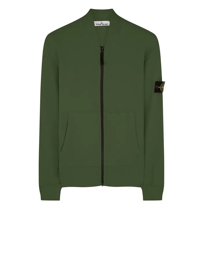 Stone Island Sweatshirts 60220 Full Zip Sweatshirt In Dark Forest 8211 Mens