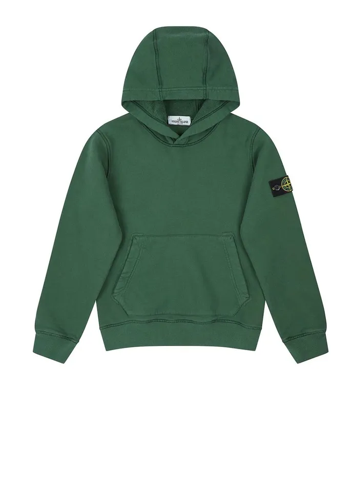 Stone Island Sweatshirts 61640 Hooded Sweatshirt In Bottle Green 8211 Junior