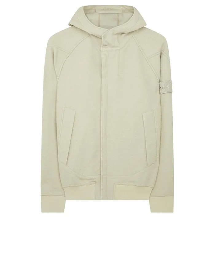 Stone Island Sweatshirts 651F5 Hooded Full Zip Sweatshirt In Beige 8211 Mens
