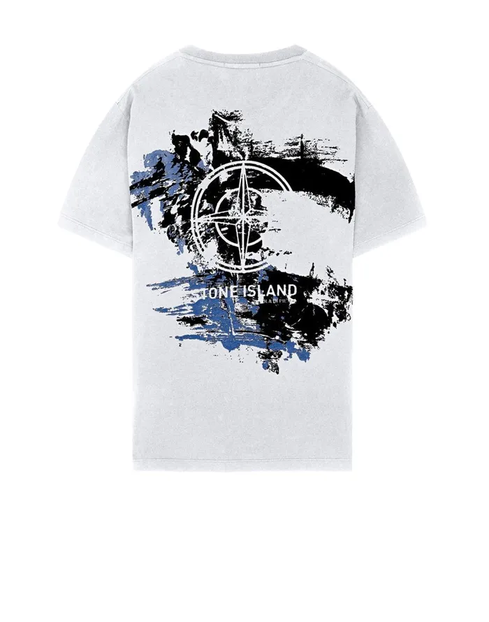 Stone Island TShirts 2Ns81 Paint Stroke 2 Short Sleeve TShirt In White 8211 Mens