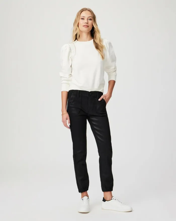 Straight Women PAIGE Mayslie Jogger 8211 Black Fog Luxe Coating