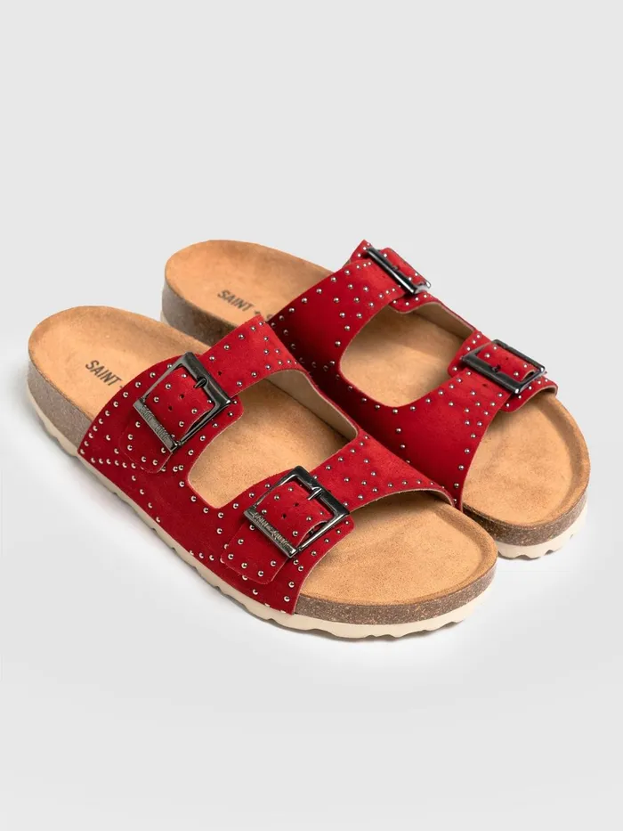 Studded Sutton Slides 8211 Red Red Women Saint And Sofia All Sandals