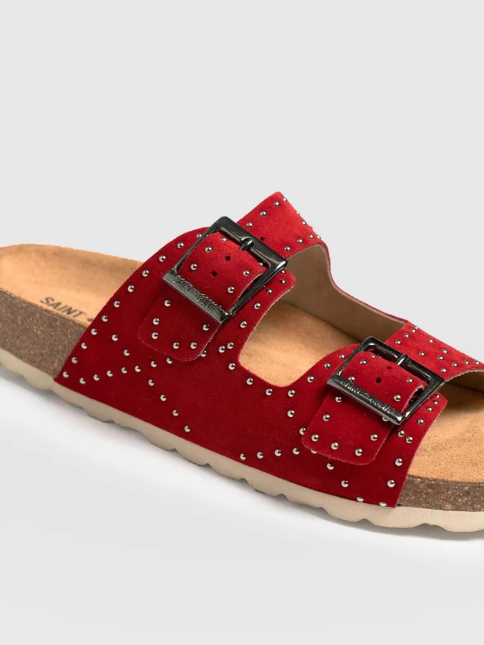 Studded Sutton Slides 8211 Red Red Women Saint And Sofia All Sandals