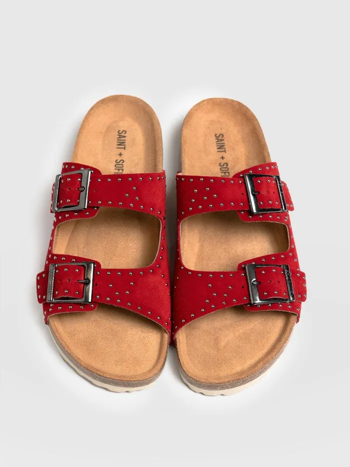 Studded Sutton Slides 8211 Red Red Women Saint And Sofia All Sandals