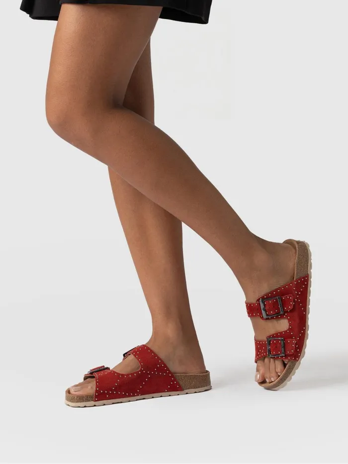 Studded Sutton Slides 8211 Red Red Women Saint And Sofia All Sandals