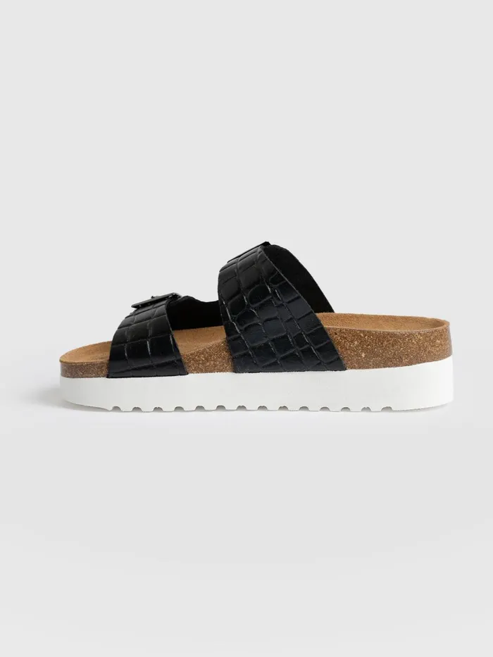 Sutton Slide 8211 Black Croc Studded Black Croc Studded Women Saint And Sofia All Sandals