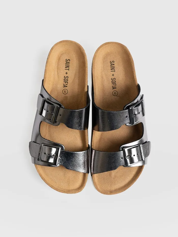 Sutton Slide 8211 Gunmetal Gunmetal Women Saint And Sofia All Sandals