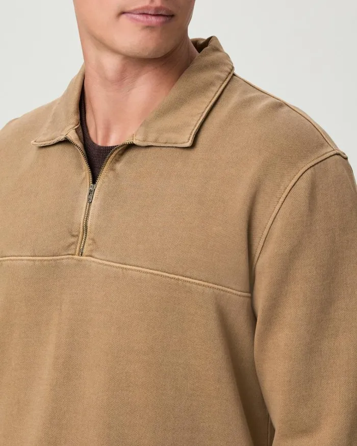 Sweaters and Sweatshirts Men PAIGE Davion Quarter Zip Pullover 8211 Vintage Dried Tobacco