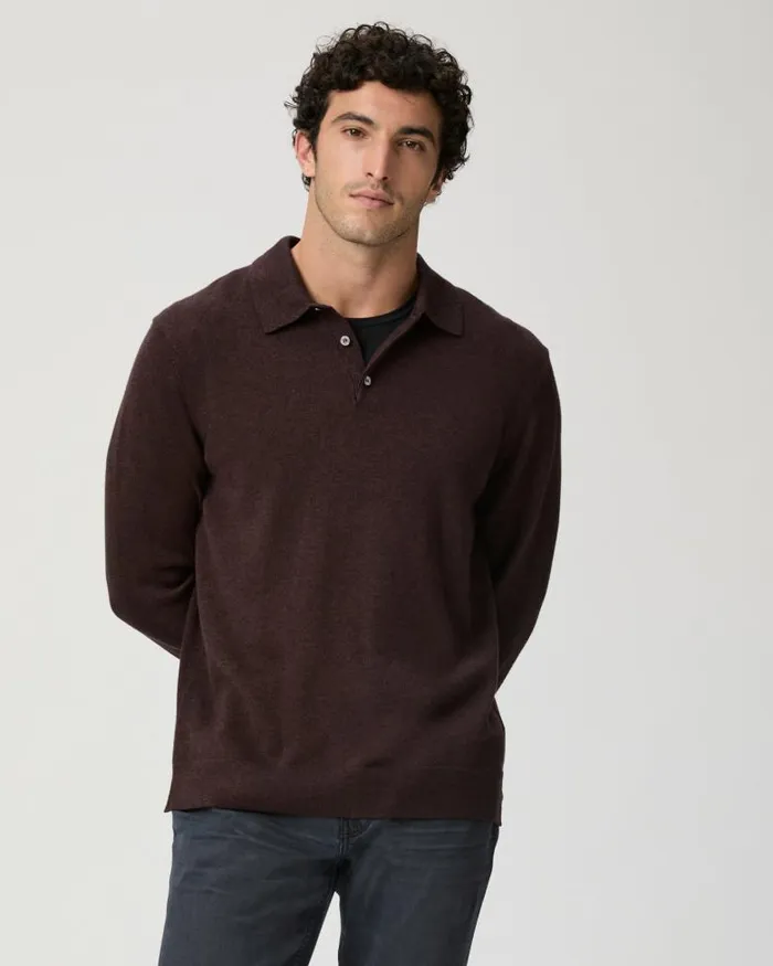 Sweaters and Sweatshirts Men PAIGE Finsbury Sweater Polo 8211 Heathered Bordeaux