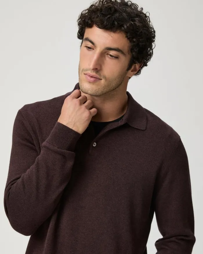 Sweaters and Sweatshirts Men PAIGE Finsbury Sweater Polo 8211 Heathered Bordeaux