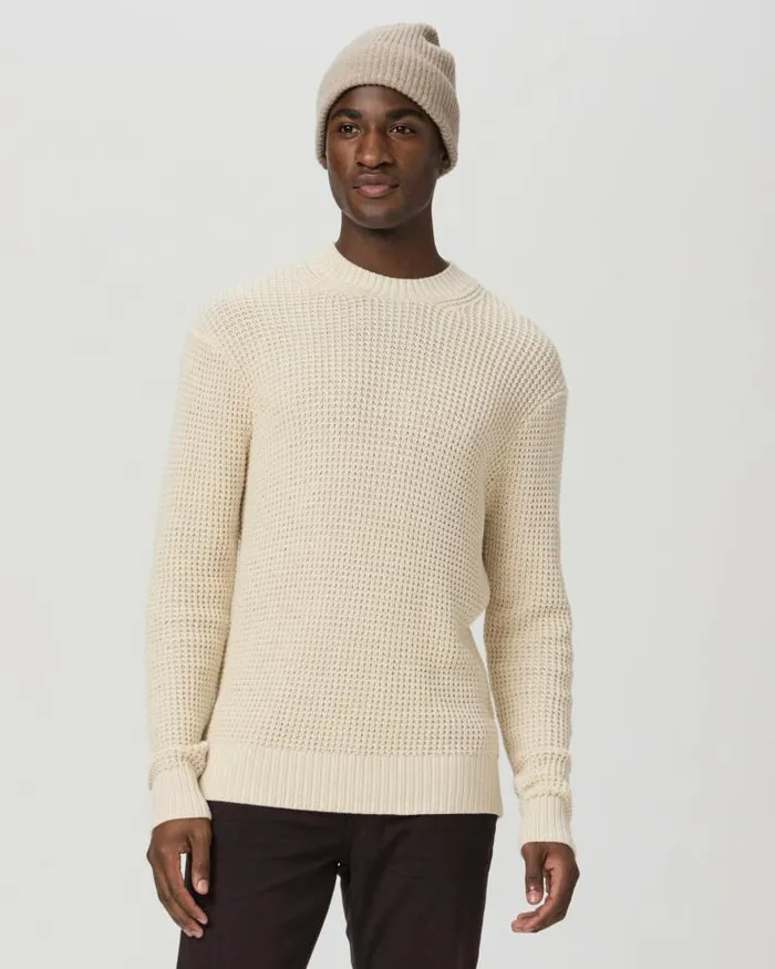 Sweaters and Sweatshirts Men PAIGE Mylo Waffle Crew Sweater 8211 Heathered Natural