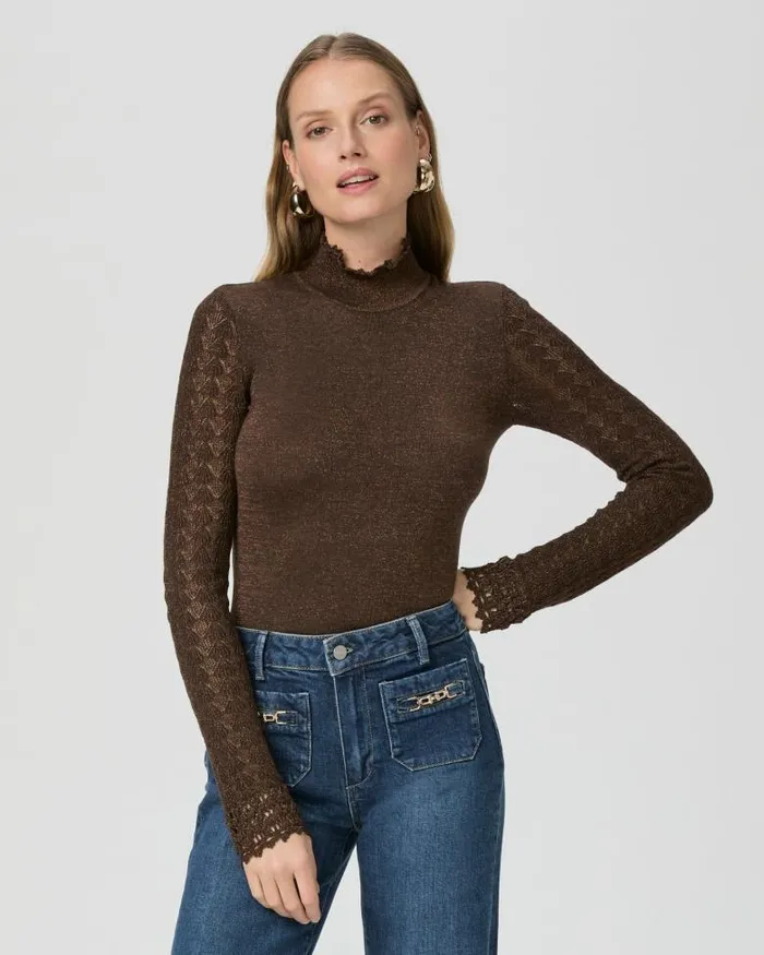 Sweaters and Sweatshirts Women PAIGE Stephanie Top 8211 Bronze Sparkle