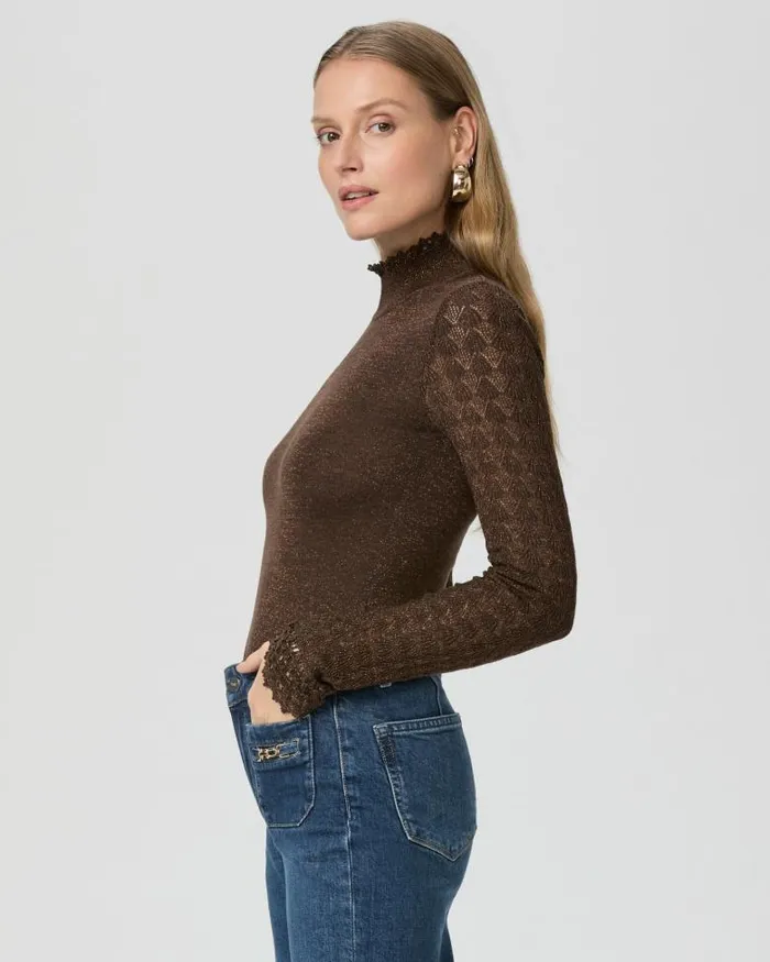 Sweaters and Sweatshirts Women PAIGE Stephanie Top 8211 Bronze Sparkle