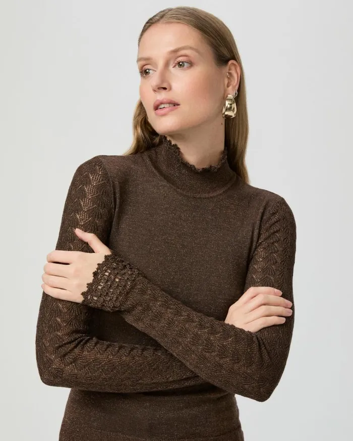 Sweaters and Sweatshirts Women PAIGE Stephanie Top 8211 Bronze Sparkle