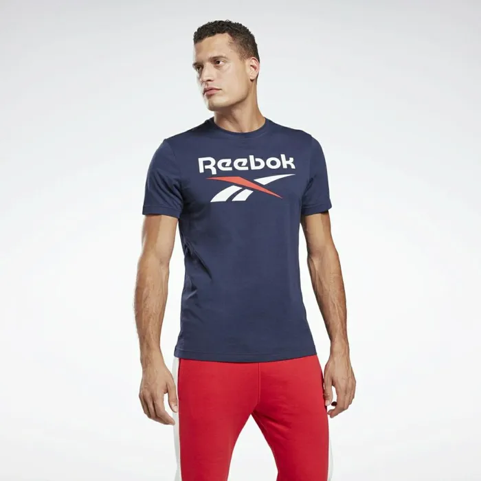 TShirts and Graphic Tees Mens Reebok Graphic Series Stacked Tee Vector Navy