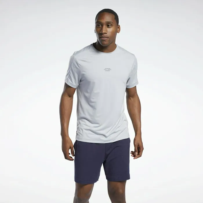 TShirts and Graphic Tees Mens Reebok Les Mills Knit Short Sleeve TShirt Pure Grey 3