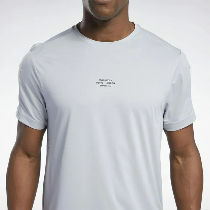 TShirts and Graphic Tees Mens Reebok Les Mills Knit Short Sleeve TShirt Pure Grey 3