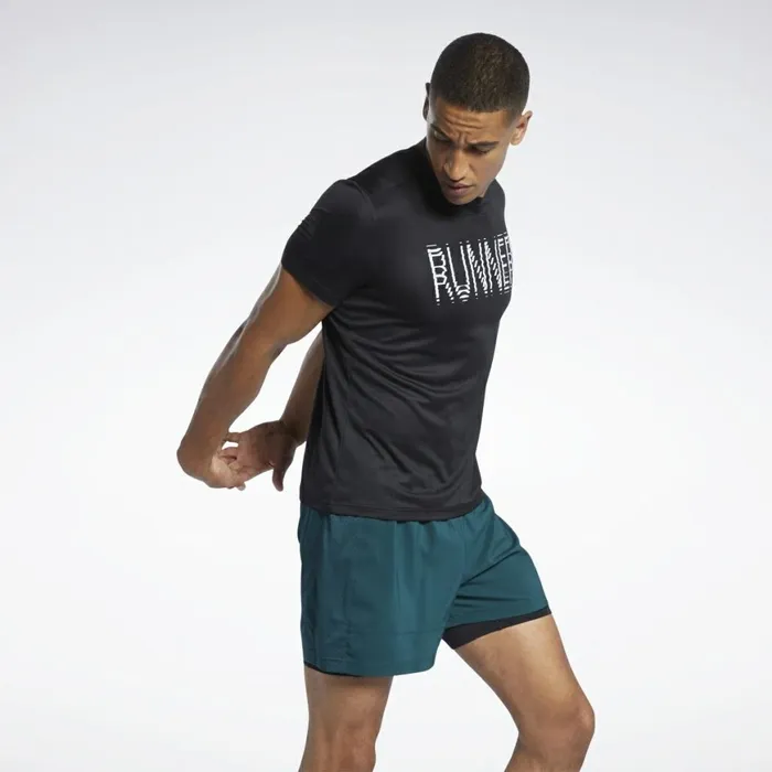 TShirts and Graphic Tees Mens Reebok Run Essentials Graphic TShirt Black