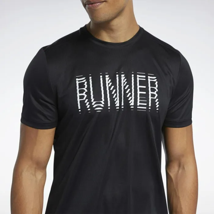 TShirts and Graphic Tees Mens Reebok Run Essentials Graphic TShirt Black