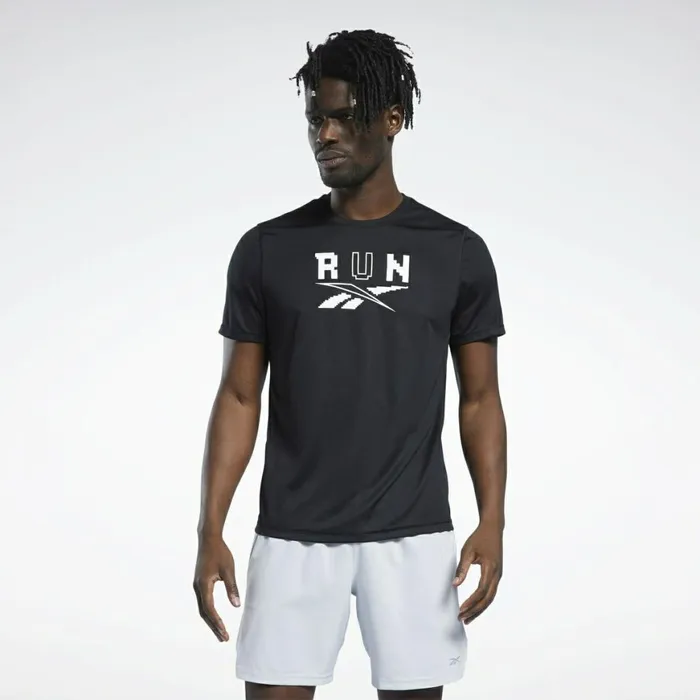 TShirts and Graphic Tees Mens Reebok Running Speedwick Graphic TShirt Black
