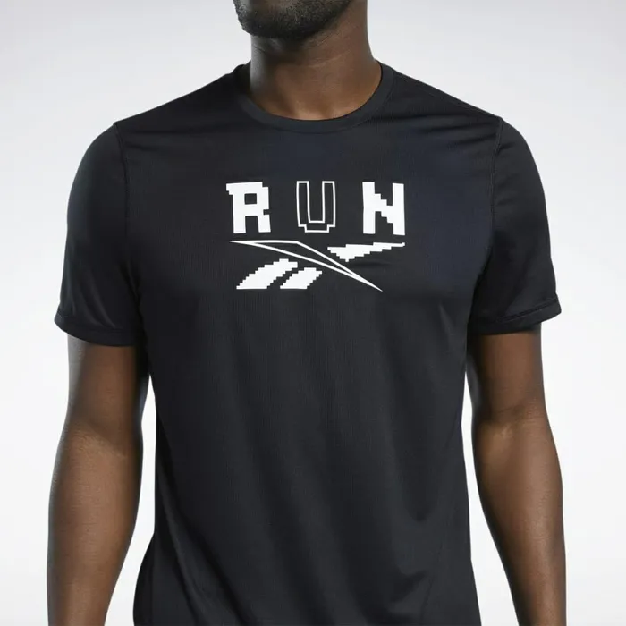 TShirts and Graphic Tees Mens Reebok Running Speedwick Graphic TShirt Black