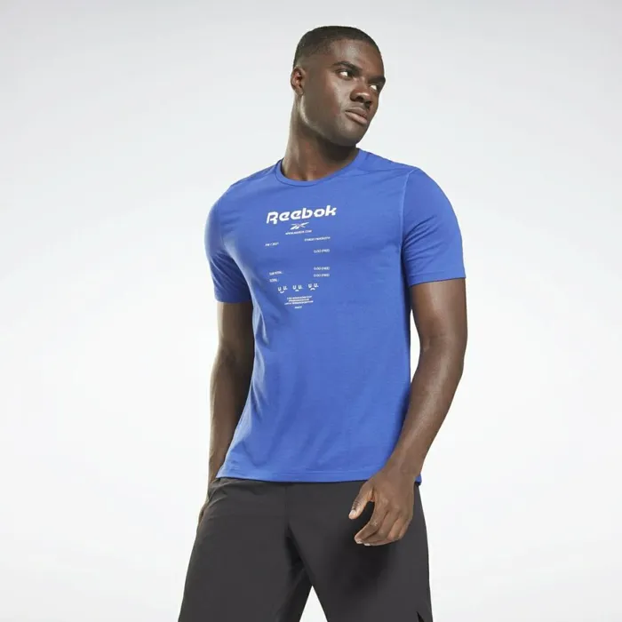 TShirts and Graphic Tees Mens Reebok Speedwick Graphic Move TShirt Bright Cobalt