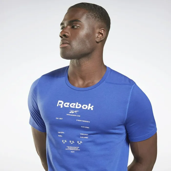 TShirts and Graphic Tees Mens Reebok Speedwick Graphic Move TShirt Bright Cobalt