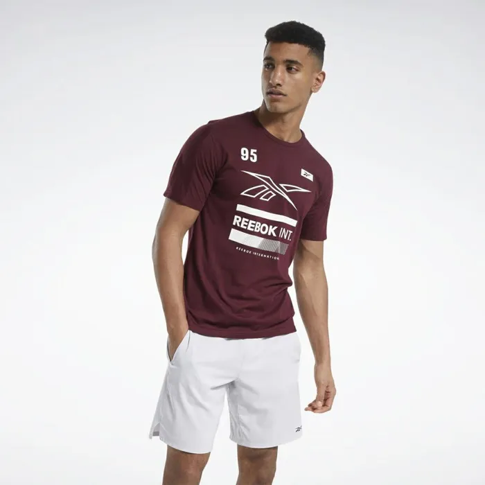 TShirts and Graphic Tees Mens Reebok Speedwick Graphic Move Tee Maroon
