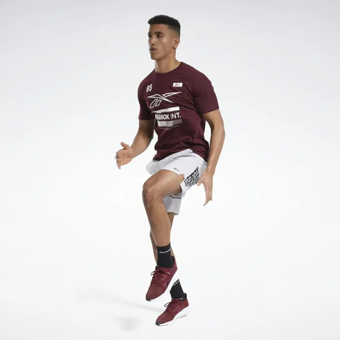 TShirts and Graphic Tees Mens Reebok Speedwick Graphic Move Tee Maroon