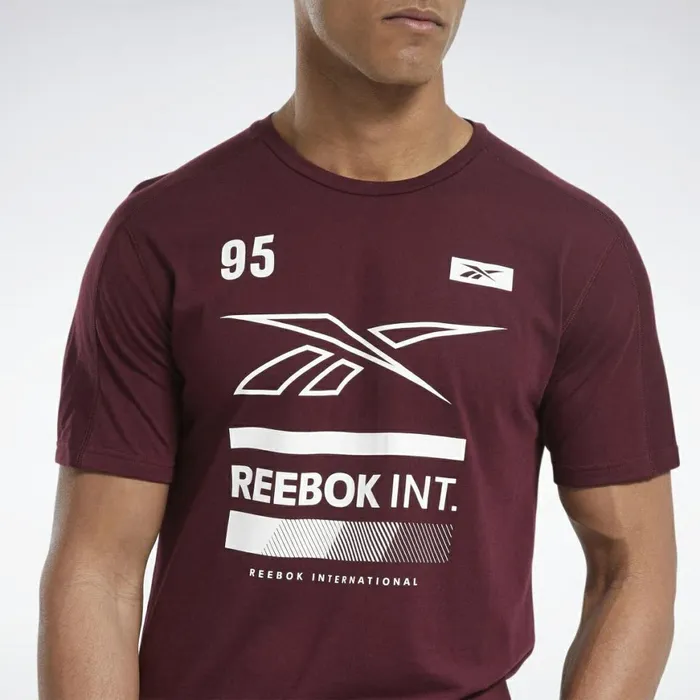 TShirts and Graphic Tees Mens Reebok Speedwick Graphic Move Tee Maroon