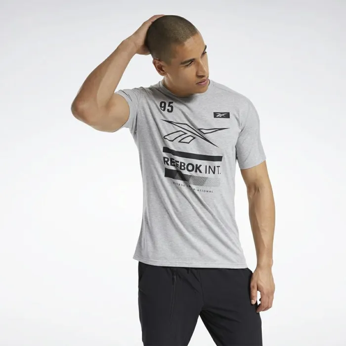 TShirts and Graphic Tees Mens Reebok Speedwick Graphic Move Tee Medium Grey Heather TShirts and Graphic Tees Mens Reebok Speedwick Graphic Move Tee Medium Grey Heather