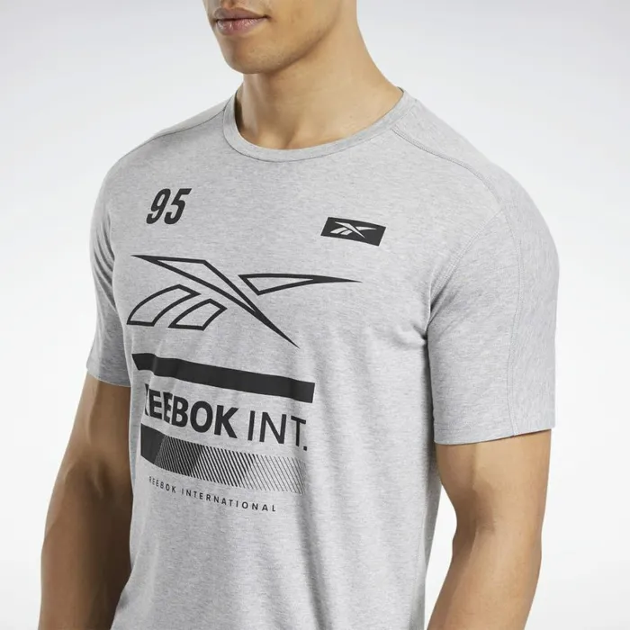 TShirts and Graphic Tees Mens Reebok Speedwick Graphic Move Tee Medium Grey Heather