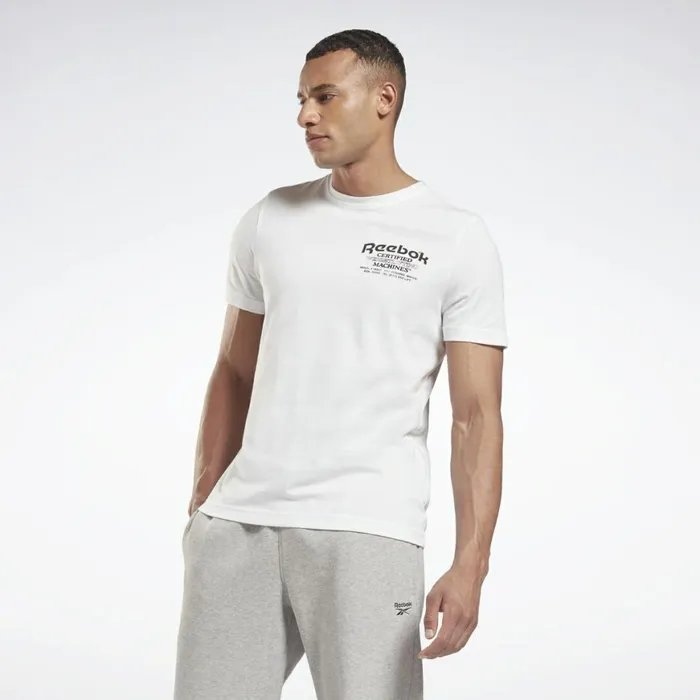 TShirts and Graphic Tees Mens Reebok Weightlifting Novelty Graphic TShirt White