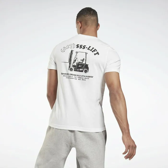 TShirts and Graphic Tees Mens Reebok Weightlifting Novelty Graphic TShirt White