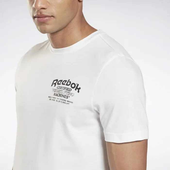 TShirts and Graphic Tees Mens Reebok Weightlifting Novelty Graphic TShirt White