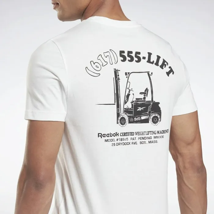 TShirts and Graphic Tees Mens Reebok Weightlifting Novelty Graphic TShirt White