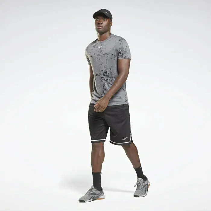 TShirts and Graphic Tees Mens Reebok Workout Ready Allover Print TShirt Cold Grey 6