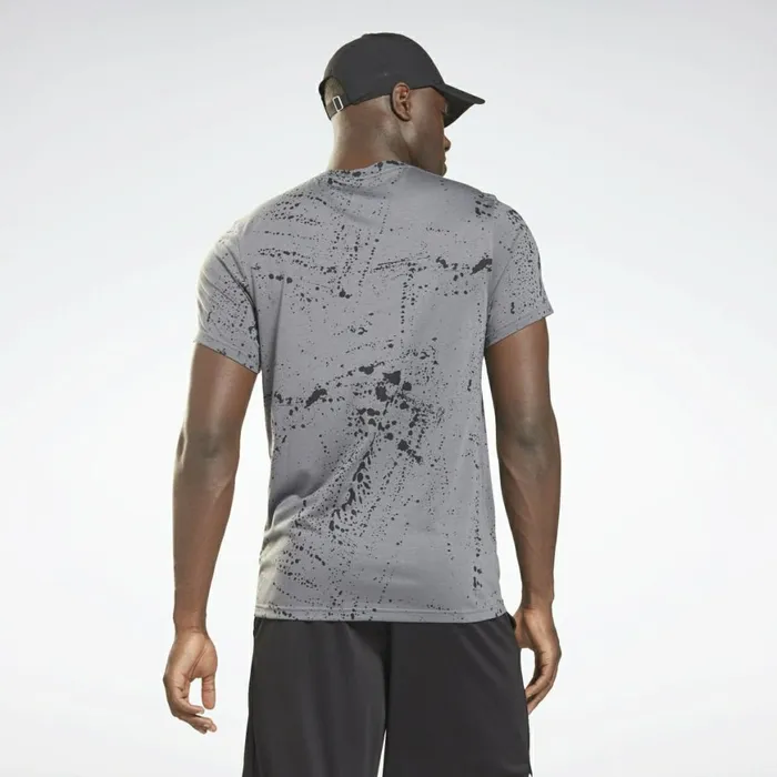 TShirts and Graphic Tees Mens Reebok Workout Ready Allover Print TShirt Cold Grey 6