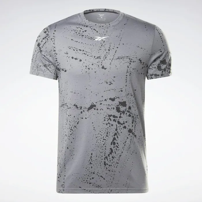 TShirts and Graphic Tees Mens Reebok Workout Ready Allover Print TShirt Cold Grey 6