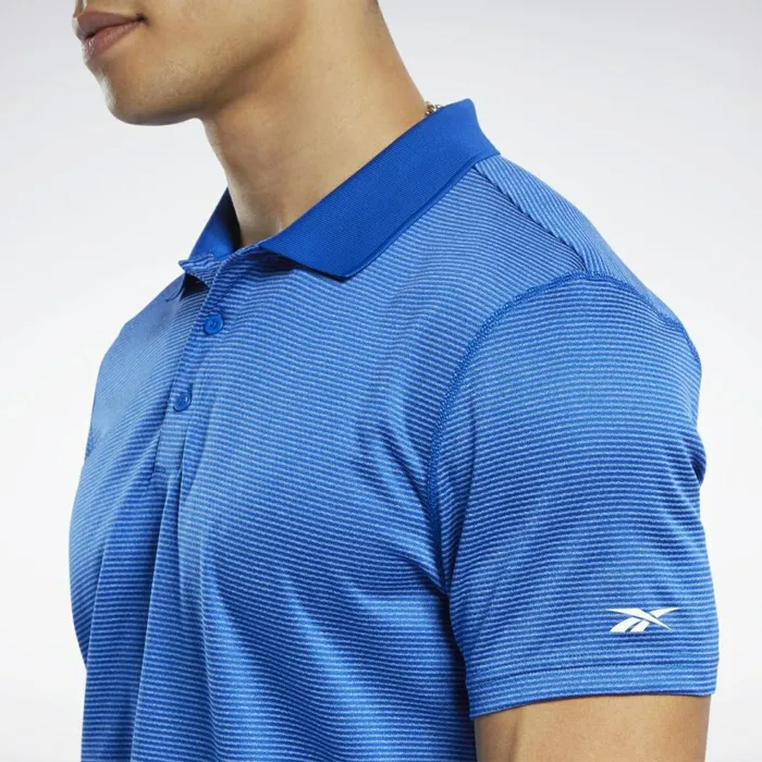 TShirts and Graphic Tees Mens Reebok Workout Ready Striped Polo Shirt Humble Blue