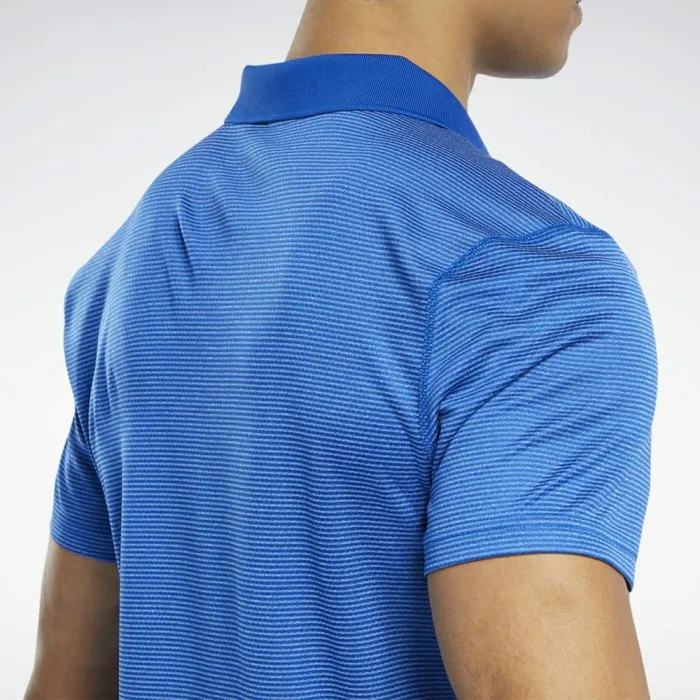 TShirts and Graphic Tees Mens Reebok Workout Ready Striped Polo Shirt Humble Blue