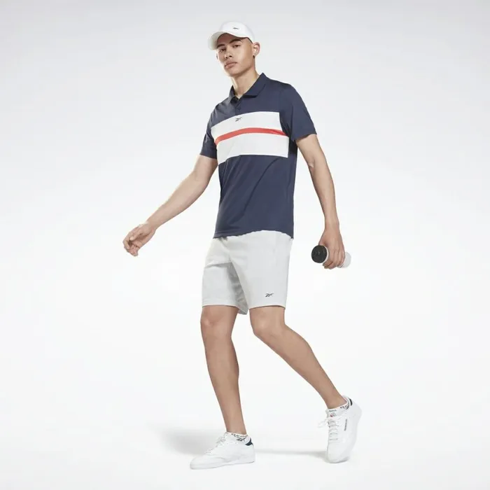 TShirts and Graphic Tees Mens Reebok Workout Ready Striped Polo Shirt Vector Navy White